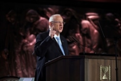 Israel's President Reuven Rivlin speaks during the World Holocaust Forum in Jerusalem, Jan. 23, 2020.