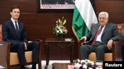 Palestinian President Mahmoud Abbas meets with White House senior adviser Jared Kushner in the West Bank city of Ramallah, June 21, 2017.