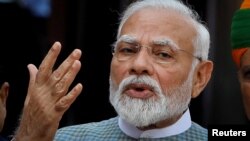 FILE - India's Prime Minister Narendra Modi addresses the media in New Delhi, India, Sept. 18, 2023.