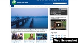 A portion of the Radio Free Asia homepage. The U.S.-funded outlet was closed in Cambodia because of what it called intimidation.