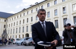 Czech Finance Minister Andrej Babis leaves Prague Castle, after meeting with President Milos Zeman in Prague, Czech Republic, May 3, 2017.