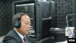 Phay Siphan is a government spokesman in VOA studio in Phnom Penh for Hello VOA.