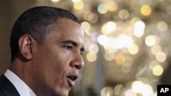 President Barack Obama speaks in the East Room of the White House, February 16, 2011