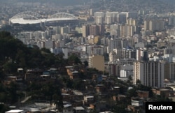 FILE - General view of the Olympic Stadium, undergoing renovation to stage athletic competitions during the Rio 2016 Olympic Games, in Rio de Janeiro, Brazil, Nov. 9, 2015.