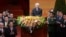 Newly re-elected Vietnam Communist Party General Secretary Nguyen Phu Trong, center, speaks at the closing ceremony of its five-yearly congress in Hanoi, Vietnam, Jan. 28, 2016. 
