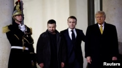 French President Macron meets U.S. President-elect Trump and Ukraine's President Zelenskiy in Paris