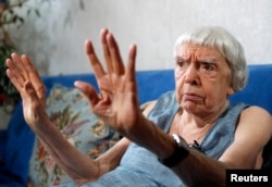 Lyudmila Alexeyeva, the head of the Moscow Helsinki Group, speaks to a Reuters journalist during an interview in Moscow, Russia, Jun. 26, 2012.