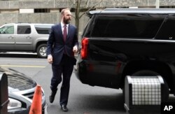 FILE - Rick Gates arrives at federal court in Washington, Feb. 23, 2018.