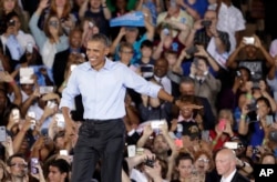 FILE - President Barack Obama arrives at a rally in North Las Vegas, Nevada, Oct. 23, 2016.