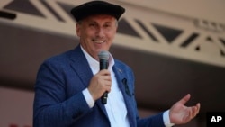 Muharrem Ince, Turkey's main opposition Republican People's Party lawmaker and the party's presidential candidate, speaks during a rally in Aksaray, May 15, 2018. 