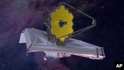 This 2015 artist's rendering provided by Northrop Grumman, via NASA, shows the James Webb Space Telescope. (Northrop Grumman/NASA via AP)