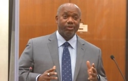 In this image from video, prosecutor Jerry Blackwell addresses Hennepin County Judge Peter&nbsp;Cahill during jury selection, March 10, 2021, in the trial of former Minneapolis police officer Derek Chauvin, in the May 25, 2020, death of George Floyd.