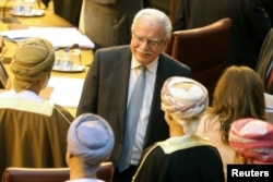 Palestinian National Authority Minister of Foreign Affairs Riyad al-Maliki attends the Arab League foreign ministers emergency meeting on US President Donald Trump's decision to recognize Jerusalem as the capital of Israel, in Cairo, Egypt, Dec. 9, 2017.