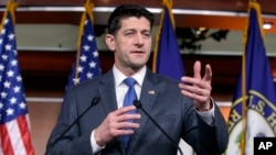 Speaker of the House Paul Ryan, R-Wis., speaks during a news conference about the massive government spending bill passed by Congress, Washington, March 22, 2018.