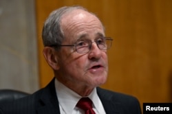 Senate Foreign Relations Committee Chairman James Risch (R-ID) questions U.S. Secretary of State Mike Pompeo during a Senate foreign Relations Committee hearing on the State Department budget request in Washington, April 10, 2019.