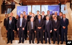 EU and Western Balkan leaders pose for a group photo during a meeting at a hotel in Sofia, Bulgaria, May 16, 2018.