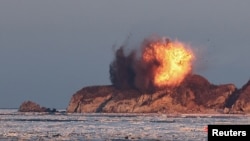 View of what appears to be a strategic cruise missile drill carried out by North Korea on Jan. 30, 2024, at an undisclosed location in North Korea in this picture released by the Korean Central News Agency on Jan. 31, 2024.