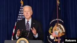 Джо Байден выступает в Уилмингтоне, штат Делавэр, 11 декабря 2021г. 