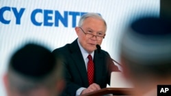 Attorney General Jeff Sessions speaks about religious liberty at the Orthodox Union Advocacy Center's annual leadership mission in Washington, June 13, 2018.