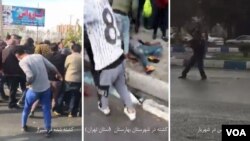 عکس راست تیراندازی یک درجه‌دار نیروی انتظامی به سمت مردم و دو عکس دیگر تائید کشته‌ها در بهارستان و شیراز. 