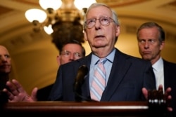 Senate Minority Leader Mitch McConnell speaks to reporters at the U.S. Capitol in Washington, July 13, 2021.