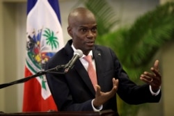 FILE - Haiti's President Jovenel Moise speaks during a news conference at the National Palace in Port-au-Prince.