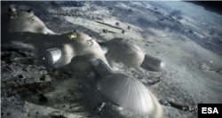 The European Space Agency is going ahead with plans to build a "moon village" seen above in an artist's sketch. (ESA)