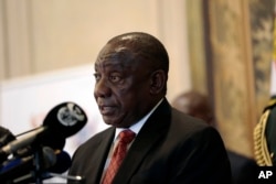 FILE - South Africa's President Cyril Ramaphosa.