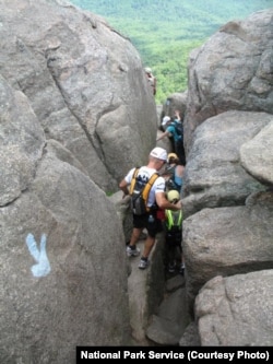 Hikers on the Old Rag trail