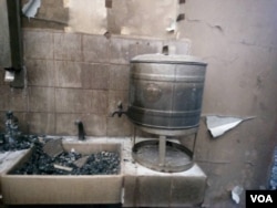 Interior of damaged building that was part of the torched district hospital in Kumba, Cameroon, Feb. 12, 2019. (M E Kindzeka/VOA)