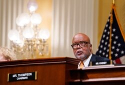 FILE - Chairperson U.S. Representative Bennie Thompson, D-Miss., speaks during a meeting on Capitol Hill in Washington, October 19, 2021.