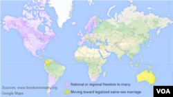 Countries that have legalized gay marriage.