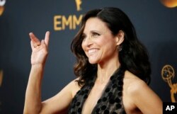 Julia Louis-Dreyfus arrives at the 68th Primetime Emmy Awards on Sunday, Sept. 18, 2016.