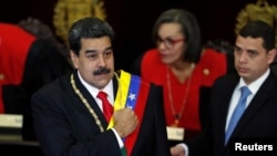 Le président vénézuélien Nicolas Maduro, à la Cour suprême de justice (TSJ), à Caracas (Venezuela), le 24 janvier 2019.