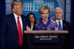 FILE - Dr. Deborah Birx, White House coronavirus response coordinator speaks during press briefing with the Coronavirus Task Force, at the White House, March 18, 2020, in Washington.