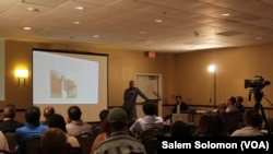 A group of Eritreans gathered at an event in Alexandria, Virginia, May 28, 2016, to share stories about the journalists and advocate for their release.