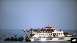 Israeli soldiers raid a ship as the navy intercepts a Gaza-bound aid flotilla in the Mediterranean Sea on 31 May 2010 in a pre-dawn assault which killed several pro-Palestinian activists and sparked global outrage.