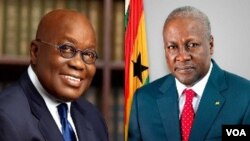 De gauche à droite: Le président Nana Akufo Addo et l'ancien président John Mahama.