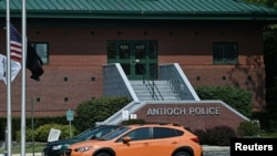 A view of the Antioch Police Department in the hometown of suspect Kyle Rittenhouse, 17, who was arrested following the Kenosha, Wisconsin, shooting of protesters, in nearby Antioch, Illinois, Aug. 26, 2020.