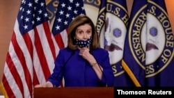 House Speaker Nancy Pelosi introduces legislation to create 25th Amendment commission during news conference on Capitol Hill in Washington, Oct. 10, 2020.