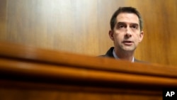 Senator Tom Cotton speaks during a hearing on Capitol Hill in Washington, May 21, 2024. A shield law known as the PRESS Act that would give journalists greater federal protections failed to pass the Senate on Tuesday after Cotton blocked it.