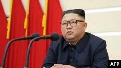 This undated picture released from North Korea's official Korean Central News Agency on Feb. 29, 2020 shows North Korean leader Kim Jong Un attending a meeting of the Political Bureau of the Central Committee.
