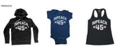Impeachment-themed apparel for sale on the Boredwalk website.
