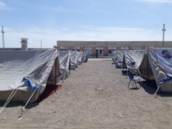 Tent camp set up by Pakistani authorities in the town of Taftan, bordering Iran, to quarantine returning Pakistanis, Feb. 24, 2020. (Provincial Disaster Management Authority)