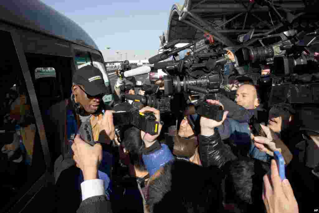 Dennis Rodman arrives at the capital airport in Beijing, on his way to North Korea,&nbsp;Dec. 19, 2013.&nbsp;