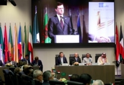 (L-R) Russia's Energy Minister Alexander Novak, Venezuela's Oil Minister Manuel Quevedo, OPEC Secretary General Mohammad Barkindo, Saudi Arabia's Oil Minister Khalid Al-Falih are seen at an OPEC and NON-OPEC meeting in Vienna, Austria, July 2, 2019.