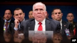 FILE - CIA Director John Brennan appears at a House Intelligence Committee hearing on world wide threats on Capitol Hill in Washington, Thursday, Feb. 25, 2016. 