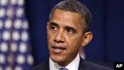 President Barack Obama talks about taxes at the Executive Office Building on the White House campus, Friday, August 3, 2012.