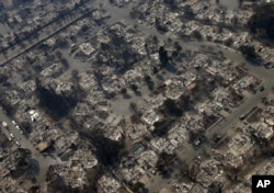 Burned out homes are seen in the Coffey Park area, Oct. 11, 2017, in Santa Rosa, Calif.