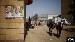 Many horse and camel riders at the Great Pyramids backed presidential candidate Ahmed Shafiq as good for business, Giza, Egypt, June 17, 2012. (Y. Weeks/VOA)